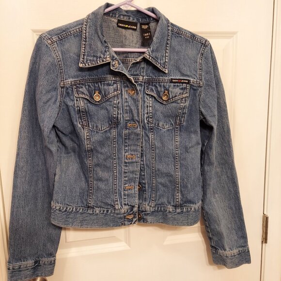 DKNY Women's Fitted Jean Denim Jacket Blue Washed Size Small Fitted - Picture 1 of 8